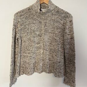 DUNA Handloomed Women's Marled Beige Mockneck Sweater